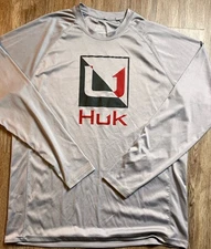 Huk Performance Fishing Shirt Long Sleeve Pullover Shirt UV Men’s L Large Gray