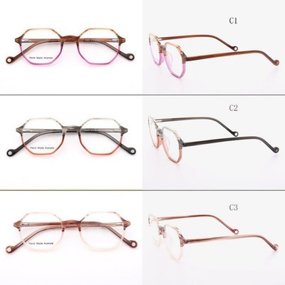 47mm Herren Damen Vintage Polygon Brille Brillengestell Vollrand Brille Glasses Retro
