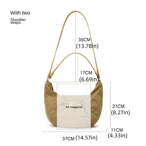 Solid Color Pleated Drawstring Shoulder Bag Large Capacity Dumpling Bag - Picture 2 of 16