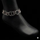 Vtg Sterling Anklet Interlocking Rings Boho Ankle Bracelet Chain Silver Sz 8.75