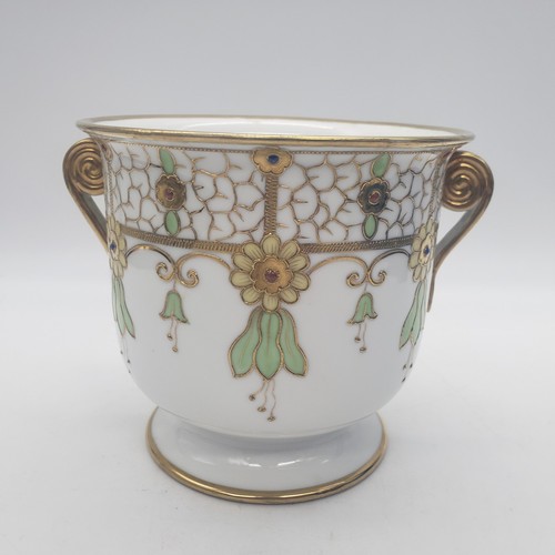 Antique Nippon Hand Painted Moriage Centerpiece Bowl Sunflower or Daisy Pot - Picture 10 of 24