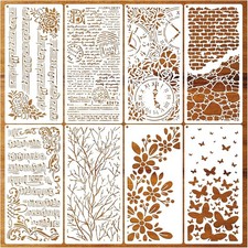 8 Reusable Craft Stencils for Painting - Musical Notes  Floral Designs