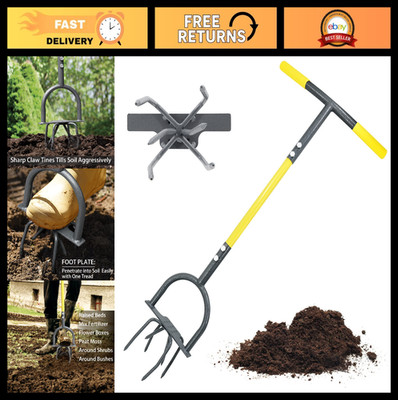 Manual Hand Tiller Cultivator - Heavy Duty Garden Claw, Soil Loosener & Aerator
