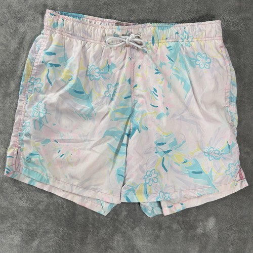 Lilly Pulitzer Swim Trunk Mens Large Capri Trunk Tropical Mesh Lined Pink Floral