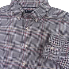 Cremieux Mens Button Down Shirt L Tall Blue Red Classics Plaid Long