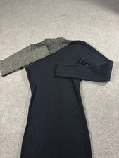 Say What Y2K Rib Knit Sweater Dress Women’s M Black Gold Mock Neck Bodycon