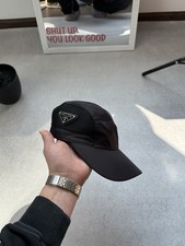 Authentic Prada Nylon Mesh Panel Triangle Logo Baseball Cap Hat Size M