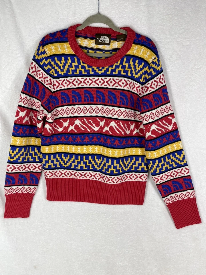 NORTH FACE Men's Brown Label Sweater 100% Wool Geometric Aztec Ski L TNF Vintage - Image 2 of 4