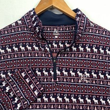Rhoback Cousin Eddie Holiday Jacquard Performance Q-Zip Mens Medium Blue