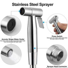 Toilet Shattaf Adapter Hose Bidet Spray Stainless Steel Handheld Shower Head