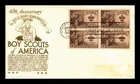 Dr Jim Stamps Boy Scouts Of America 3c Block First Day Cover Stephen Anderson