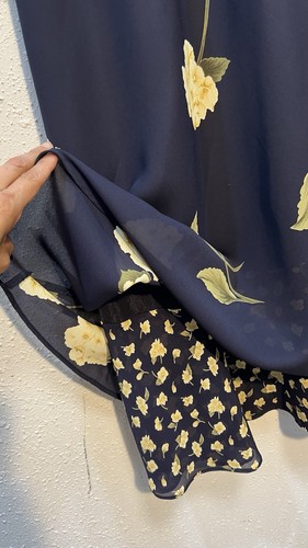 VTG 90s Jessica Howard Women's Maxi Dress Size 8P Navy Floral Overlay Fairy - Picture 5 of 13