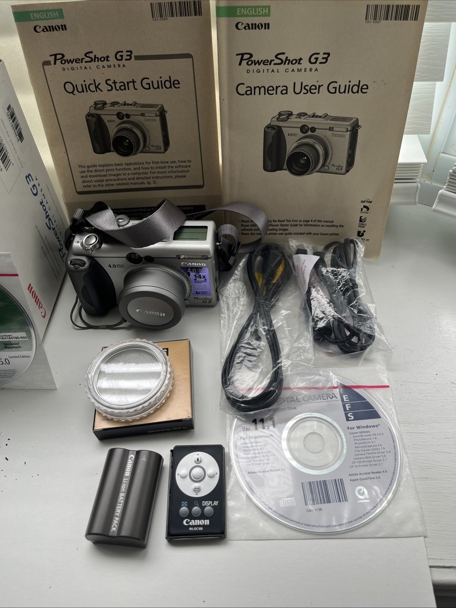 Canon PowerShot G3 Digital Camera - Box, Accessories, Manuals