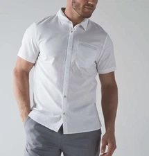 Lululemon Summer Fridays Buttondown Shirt Men’s Size XXL White Cotton Blend $98