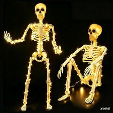 2 Pack 36 Inches 300 LED Light up Halloween Skeleton Full Body Posable Movable J