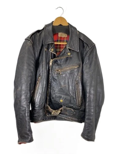 Aero Leather Print Tag/Double Rider Jacket/40/Cowhide/Blk 3964 - product listing photo