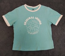 Original Indigo Lee Jeans T Shirt Woman Size S Slim Fit