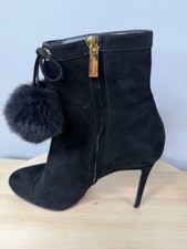 Michael Kors Remi Suede Black Ankle Pom Pom Booties Size US 7.5 M