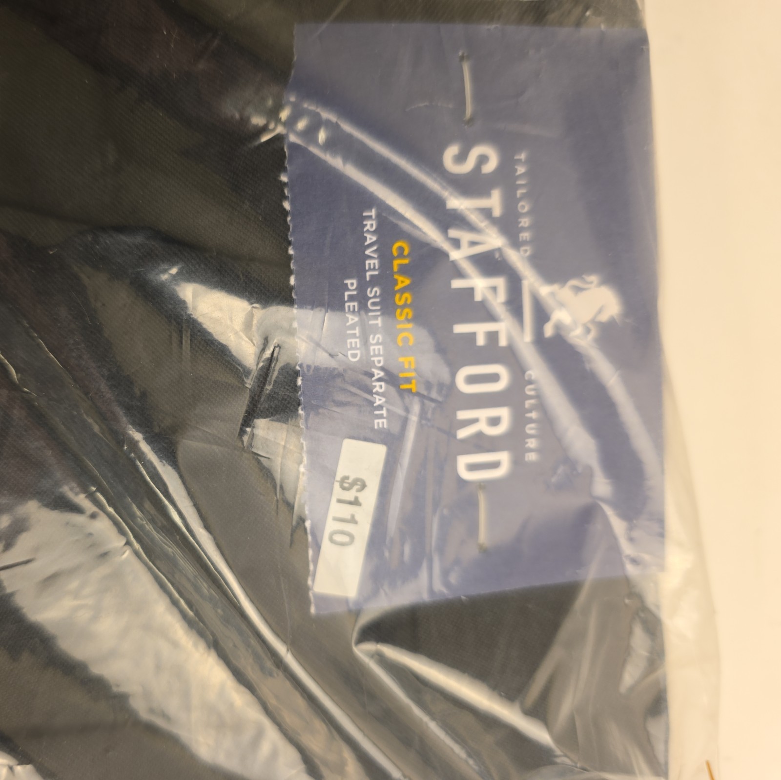 Stafford Pants Mens 44x30 Classic Fit  Trouser Travel Dress Suit Black NWT