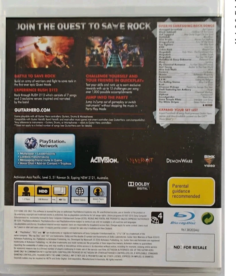 Guitar Hero: Warriors Of Rock - PS3 USB Receiver Dongle 96142.806 & Game. - Image 4 of 4