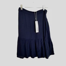 Esprit Skirt Women's 2 Flared Blue Ruffle Fit And Flare Side Zip Viscose New