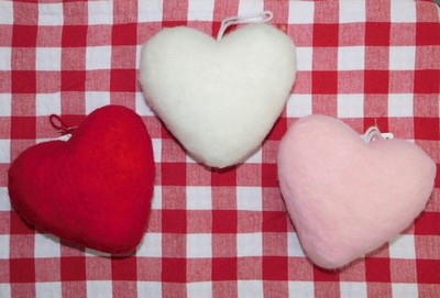 FELTED 5.5'' PUFFY VALENTINES DAY HEARTS SET ORNAMENTS CRAFTS ORNIES BOWL FILLERS