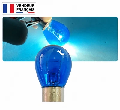 ampoule BA15S P21W remplacement bleu veilleuses phares voitures motos 12V - Photo 1/2