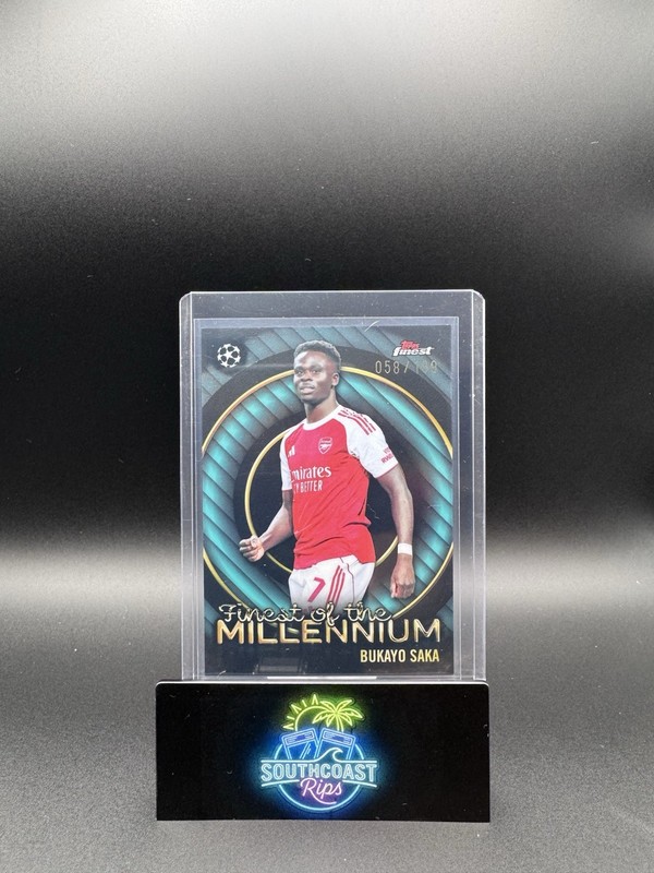 2025/26 Finest UCC Bukayo Saka Finest Of The Millennium Auqa Refractor #58/199