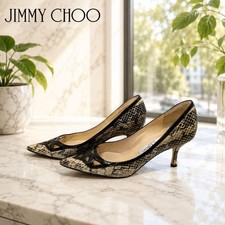 Rare JIMMY CHOO Python Leather Heels Pumps 34 US 4