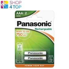 2 PANASONIC AAA RECHARGEABLE READY TO USE BATTERIES 750mAh NiMH 1.2V 2BL NEW 4.11 per battery