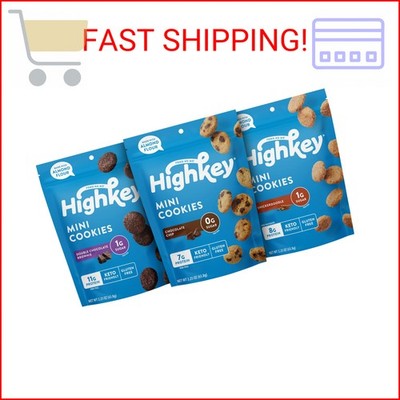 HighKey Cookies Variety Pack - 6.75oz Low Carb No Added Sugar 3-Pack Chocolate C