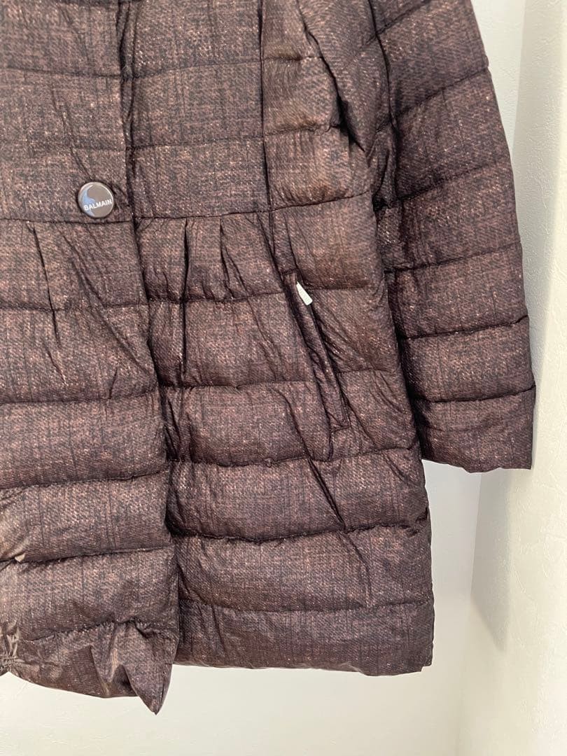 Balmain Down Jacket Dark Brown L Missing Hood Used - image 4