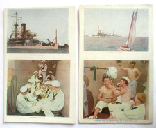LOT OF 2 Vintage 1909 prelinen postcards from Spanish American War with USS Navy