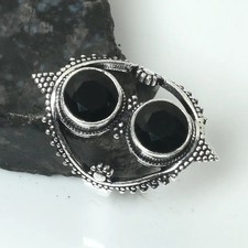 Anello etnico fatto a mano pietra preziosa onice nera regalo gioielli misura USA-8,25 AR 92972