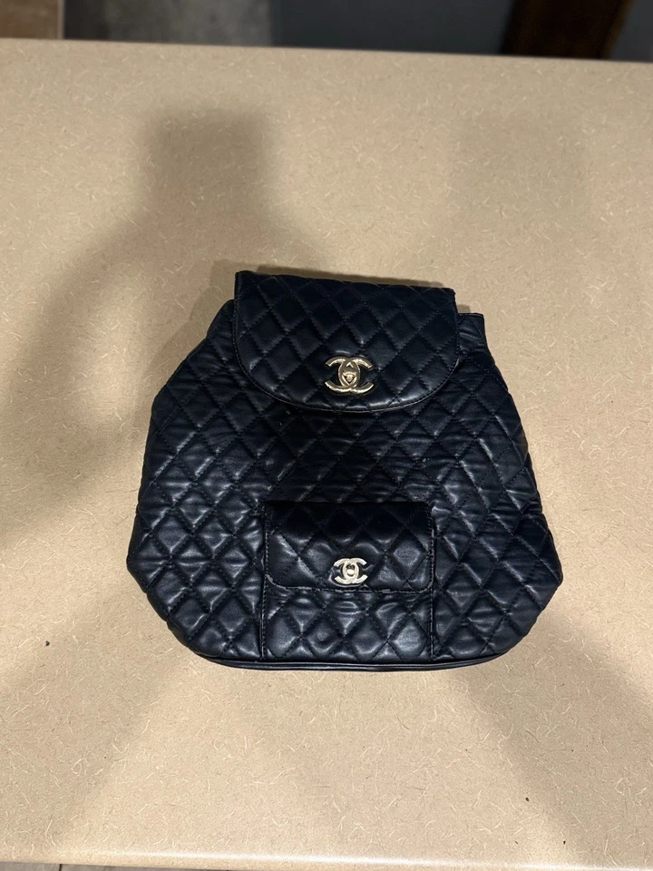CHANEL Quilted Matelasse CC Logo Lambskin Backpack Black Duma Vintage - Image 3 of 4