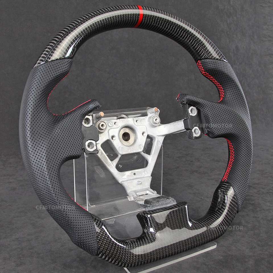 Carbon Fiber Perforated Leather Flat Steering Wheel Fits 04-07 Infiniti G35 GX35 - Изображение 4 из 4