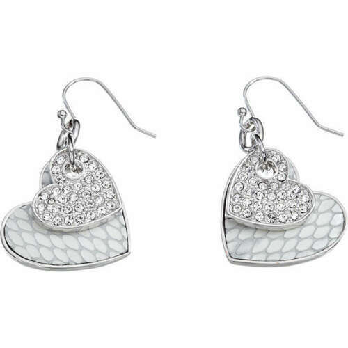 Guess Women's IN MY HEART Silver-Tone Heart Earrings JUBE04504JWRHT/U