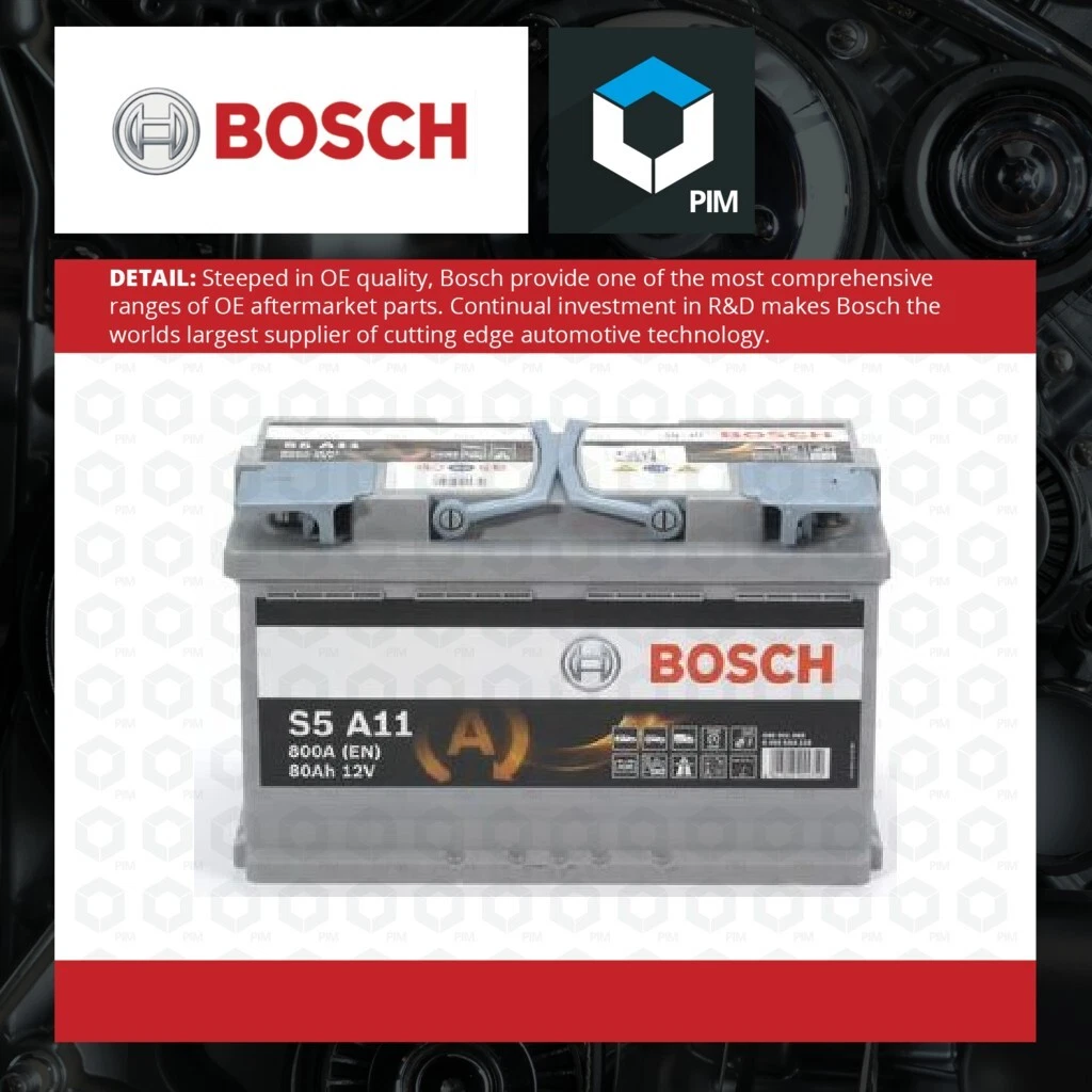 Genuine Bosch AGM Car Battery 0092S5A110 S5A11 Type 115 80Ah 800CCA Stop  Start