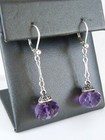 Art Deco Sterling Silver 925 Amethyst Paperclip Drop Dangle Earrings