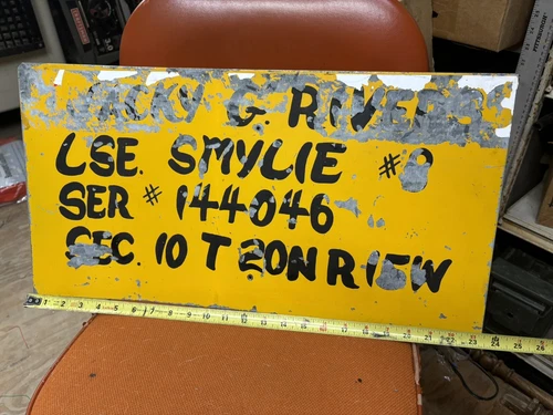 Vintage Hand Painted Oil Well Lease Metal Sign