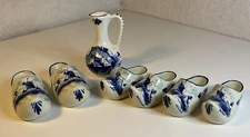 Lot Of Delfts Blauw “Regina” 5 And 3.5 Inch Shoes And Creamer Made In Holland