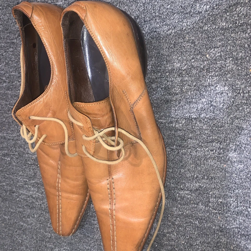 Zapatos puntiagudos vintage con banda de pelota de cuero BM032-2 talla 10 marrón claro Foto 3 de 4