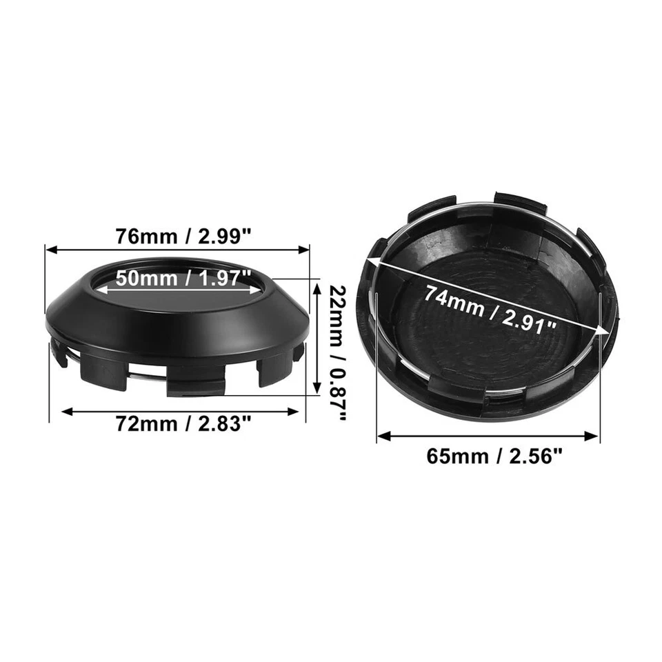 Peça universal de 4 8 clipes 76 mm de diâmetro roda de carro pneu centro cubo tampa preta - Imagem 3 de 4
