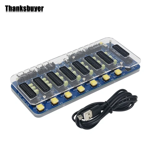 Acrylic Case Automatic/Manual SCART SWITCH Distributor Converter 7 IN 1 Output 