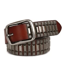Leather Belt Punk Rock Male Strap Cowboy Metal Rivet Belts Men Genuine