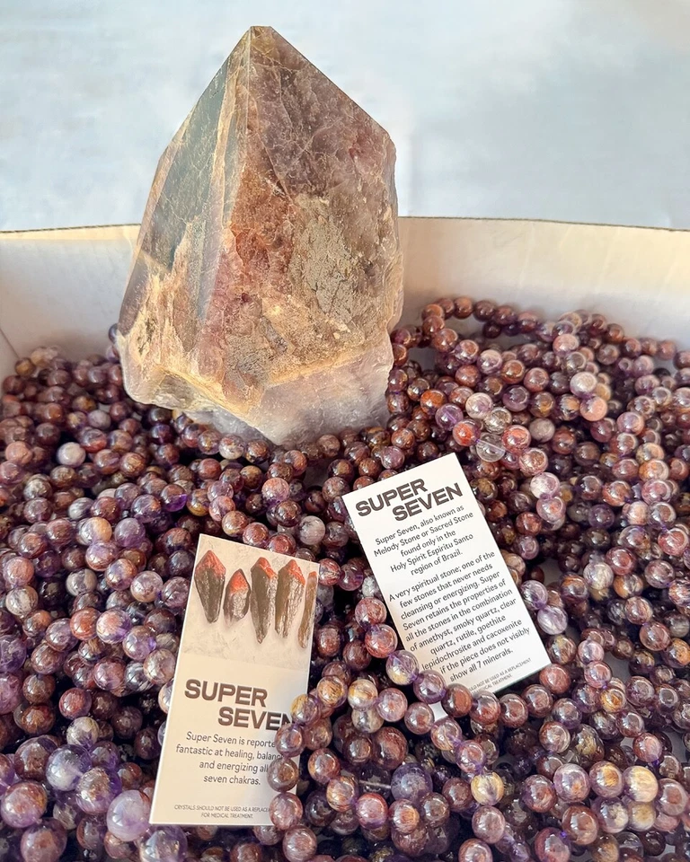 SUPER SEVEN CRYSTAL Quartz Crystal Stretch Bracelet 10mm - 12mm Melody's Stone - Image 2 of 4