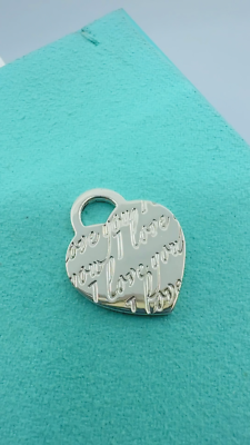 Tiffany & Co. 925 Silver I Love You Heart Notes Charm Pendant