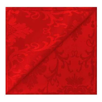 DAVIES PRODUCTS Damask Jacquard Print Tableware - 18" x 18" Pack of 4 Napkins - Red