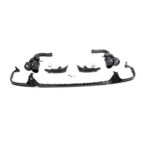 Fit For Audi Q8 SQ8 2019UP BLACK Rear Bumper Diffuser Lip W/Exhaust Trim Tips - Picture 4 of 8