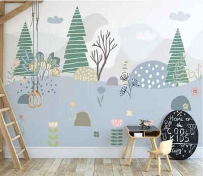 3D Cute Blue Flowers E128 Wallpaper Mural Paper Wall Print Indoor Murals CA Erin